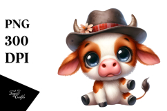 Expressive Baby Cow Confused Watercolor | Sublimation | Product Image 1