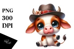 Expressive Baby Cow Confused Watercolor | Sublimation | Product Image 1