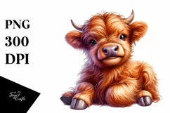 Cute Baby Highland Cow Clipart Product Image 3