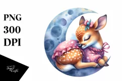 Cute Baby Deer on Moon | Sublimation | Clipart Product Image 4