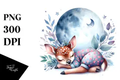 Cute Baby Deer on Moon | Sublimation | Clipart Product Image 1