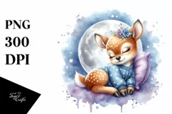 Cute Baby Deer on Moon | Sublimation | Clipart Product Image 4