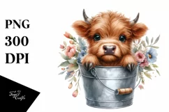 Cute Baby Highland Cow with Flowers Product Image 3