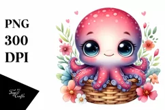 Colorful Baby Octopus in Basket | Clipart Product Image 1