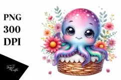 Colorful Baby Octopus in Basket | Clipart Product Image 3