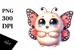 Cute Baby Butterfly with Big Eyes | Clipart Product Image 1