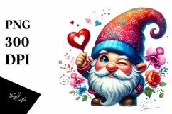 Colorful Winking Valentine Gnome PNG Product Image 1