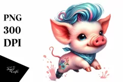 Cute Baby Pig Jumping PNG Product Image 3