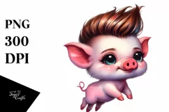 Cute Baby Pig Jumping PNG Product Image 3