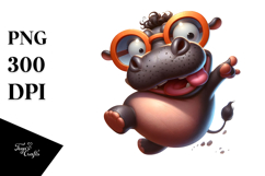 Digital Painting of Hippo with Oversized Sunglasses, Product Image 1