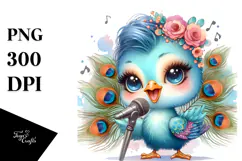 Cute Baby Peacock Singer PNG Product Image 1