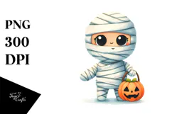Simple Funny Haloween Clipart with Mummy PNG Product Image 1