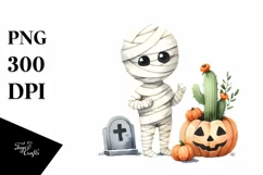 Simple Funny Haloween Clipart with Mummy PNG Product Image 1