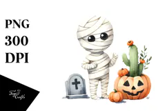 Simple Funny Haloween Clipart with Mummy PNG Product Image 1