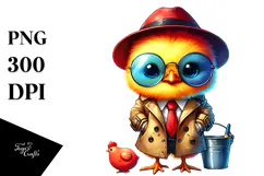 Crazy Baby Duck with Bucket PNG Product Image 1