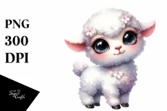 Baby Lamb Big Eyes Beach | Sublimation Clipart Product Image 3