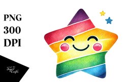 Simple Colorful Smiling Star PNG Product Image 1
