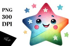 Simple Colorful Smiling Star PNG Product Image 1