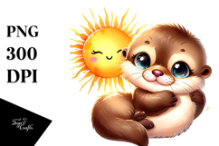Colorful Baby Otter in a Basket PNG Product Image 1