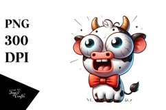 Cartoony Holstein Cow with Bow Tie, Transparent PNG Product Image 1