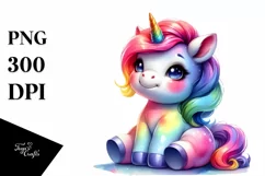 Cute Baby Unicorn Sitting Funny PNG Product Image 1