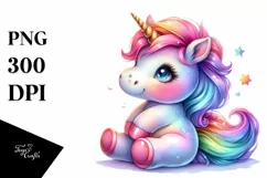 Cute Baby Unicorn Sitting Funny PNG Product Image 3