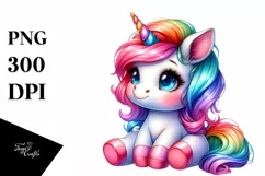 Funny Sitting Baby Unicorn PNG Product Image 1