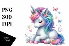 Colorful Baby Unicorn PNG Product Image 3
