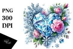 Icy 3D Diamond Heart PNG Product Image 1