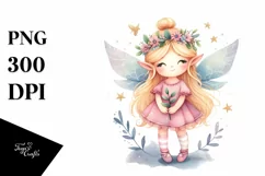 Watercolor Small Cute Fairy PNG Product Image 1