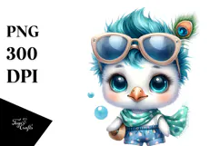 Baby Peacock with Cool Haircut PNG Product Image 1