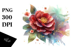 Material Camellia Watercolor Splash PNG Product Image 1