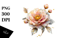 Material Camellia Watercolor Splash PNG Product Image 1