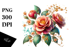 Material Camellia Watercolor Splash PNG Product Image 1