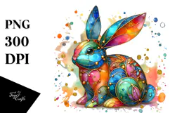 Colorful Bunny Made of on Splashy Background, Transparent Product Image 1