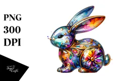 Colorful Bunny Made of on Splashy Background, Transparent Product Image 1