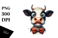 Expressive Cow with Bow and Tie, Transparent PNG Product Image 1