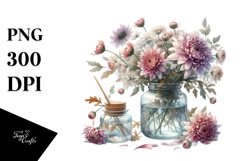 Watercolor Jar Filled with Chrysanthemum Product Image 1