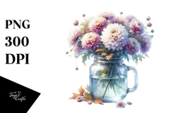 Watercolor Jar Filled with Chrysanthemum Product Image 1