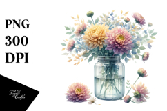 Watercolor Jar Filled with Chrysanthemum Product Image 1