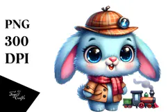 Goofy Baby Bunny with Train PNG Product Image 1