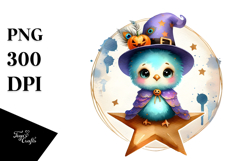 Washed Watercolor of Cute Baby Peacock, Halloween PNG Product Image 1