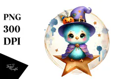 Washed Watercolor of Cute Baby Peacock, Halloween PNG Product Image 1