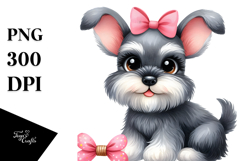 Watercolor Cute Miniature Schnauzer PNG Product Image 1