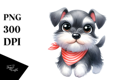 Watercolor Cute Miniature Schnauzer PNG Product Image 1