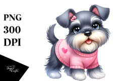 Watercolor Cute Miniature Schnauzer PNG Product Image 1