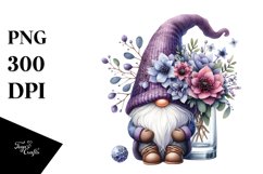 Gnome with Violet Floral Ornament PNG Product Image 1