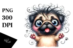Cute Cartoon Pug with Big Eyes PNG Product Image 1