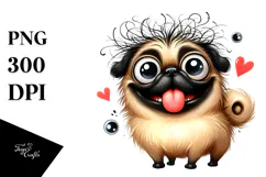 Cute Cartoon Pug with Big Eyes PNG Product Image 1