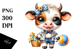 Cute Baby Cow with Singer Look PNG Product Image 1